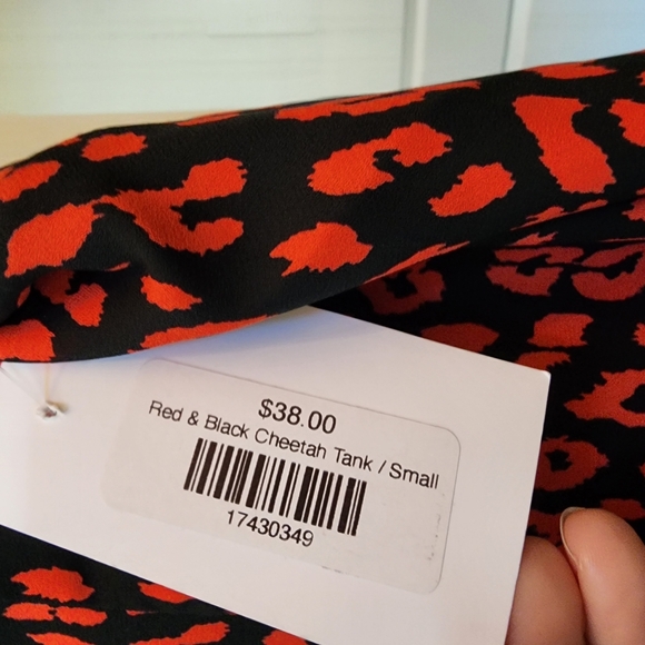 Adrienne Womens Red and Black Leopard Print Blouse Women's Small NWT - Picture 3 of 6
